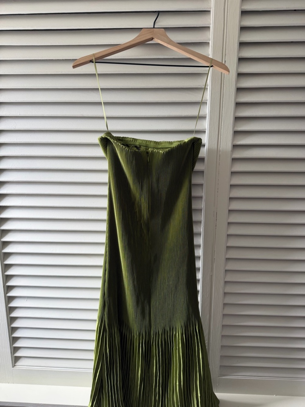 Abercrombie & Fitch Olive Green Strapless Pleated Slip Dress - Picture 2 of 3